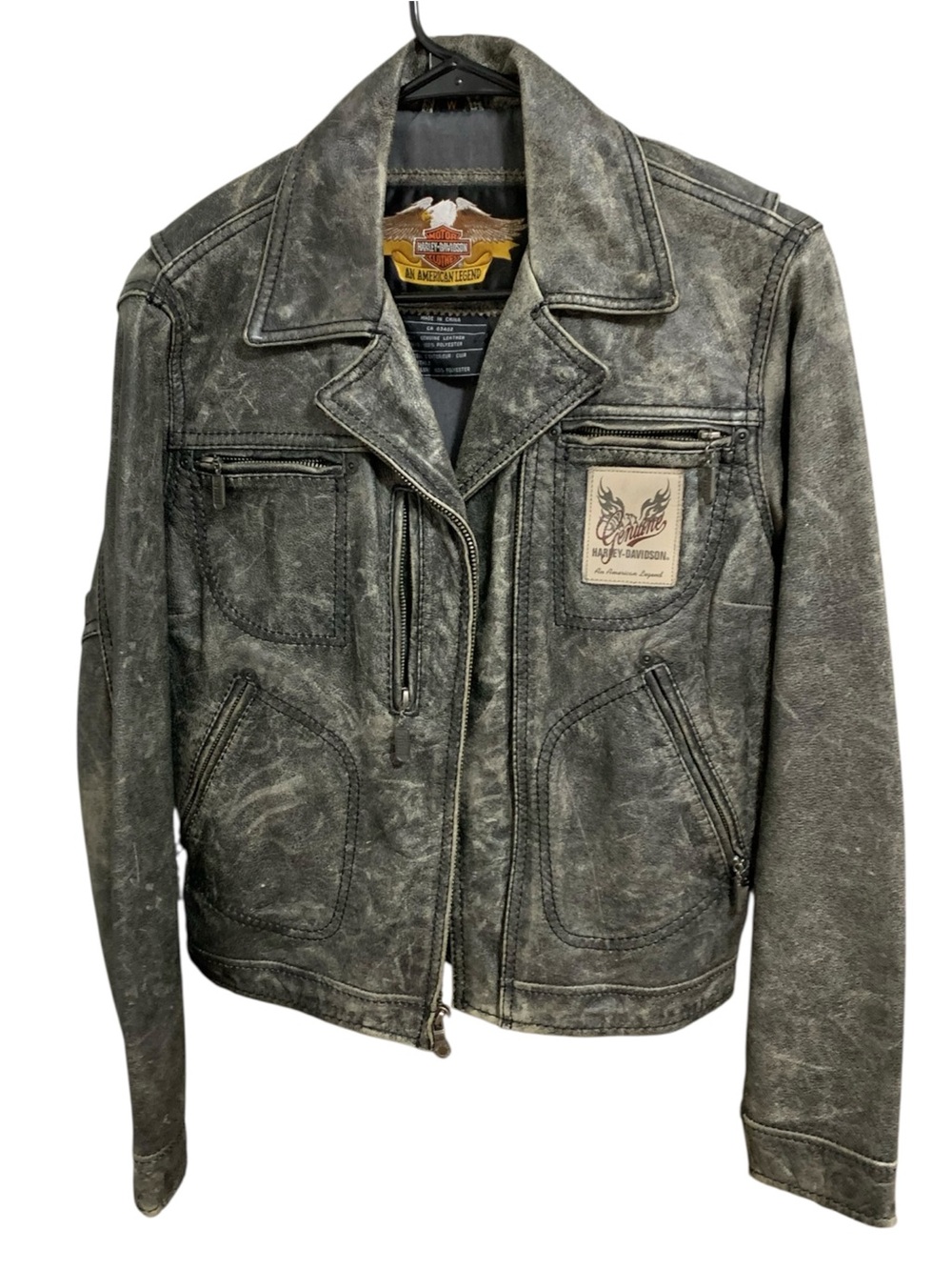Vintage Harley Davidson Genuine Women’s Leather Jacket Size Medium Biker